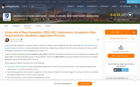 University of New Hampshire 2020-2021 Admissions ...
