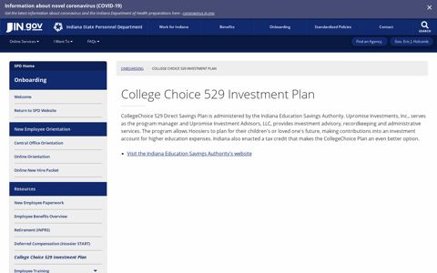 SPD: College Choice 529 Investment Plan - IN.gov