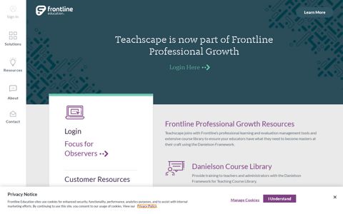Teachscape is now part of Frontline Professional Growth