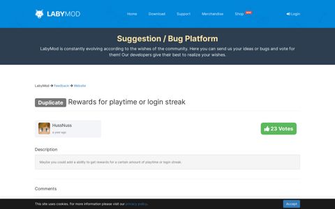 Rewards for playtime or login streak | LabyMod Idea