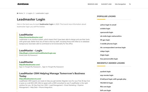 Leadmaster Login ❤️ One Click Access - iLoveLogin