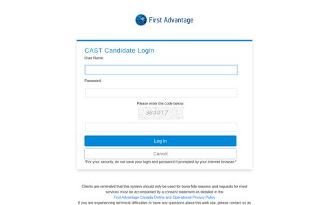 CAST Candidate Login - CAST Client Login - First Advantage