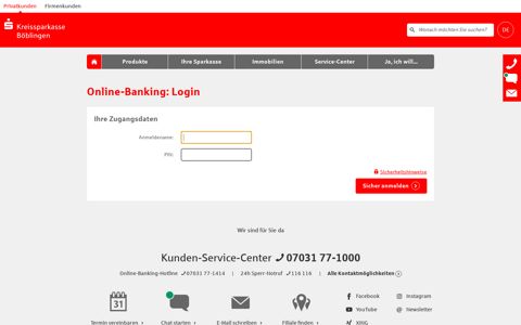 Login Online-Banking - Kreissparkasse Böblingen