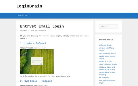 Entrvst Email - Login - Enguard - LoginBrain