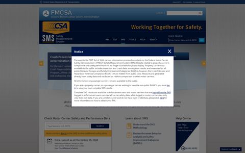 (FMCSA) Safety Measurement System (SMS) - Department of ...