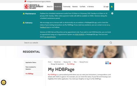 My HDBPage - Housing & Development Board (HDB)