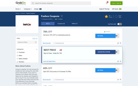 Fashos Coupons: Promo Codes, Deals and Discounts - GrabOn