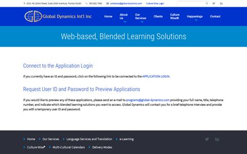 Web-based, Blended Learning Solutions - Global Dynamics, Inc.