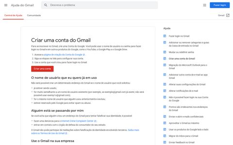 Criar uma conta do Gmail - Ajuda do Gmail - Google Support