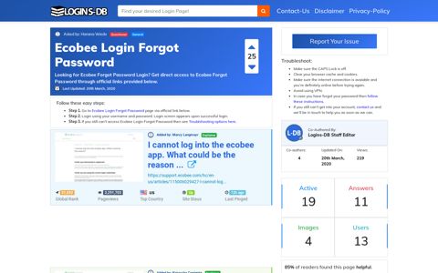 Ecobee Login Forgot Password - Logins-DB