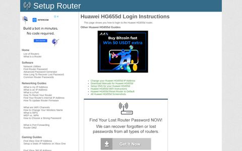 How to Login to the Huawei HG655d - SetupRouter