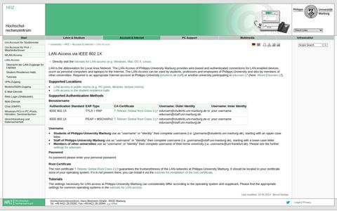 LAN-Access via IEEE 802.1X - Philipps-Universität Marburg ...
