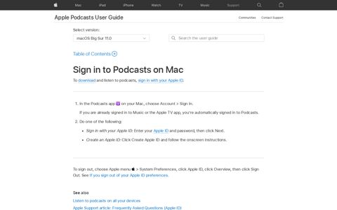 Sign in to Podcasts on Mac - Apple Support