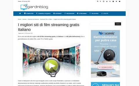 I MIGLIORI SITI DI FILM STREAMING GRATIS ITALIANO