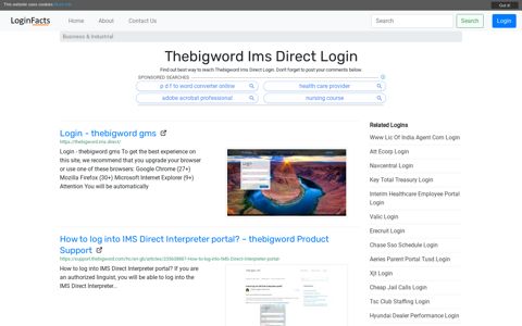 Thebigword Ims Direct - Login - thebigword gms - LoginFacts