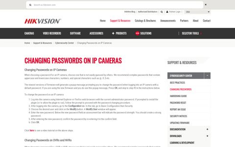 Changing Passwords on IP Cameras | Hikvision US | The ...