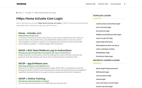 Https Home In2vate Com Login ❤️ One Click Access - iLoveLogin