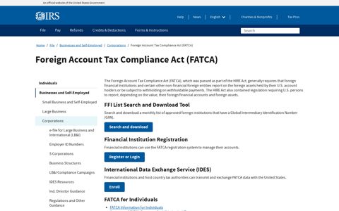 Foreign Account Tax Compliance Act (FATCA) | Internal ...