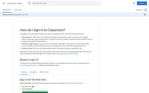 How do I sign in to Classroom? - Android - Classroom Help