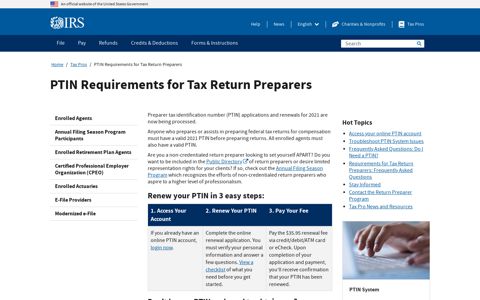 PTIN Requirements for Tax Return Preparers | Internal ...