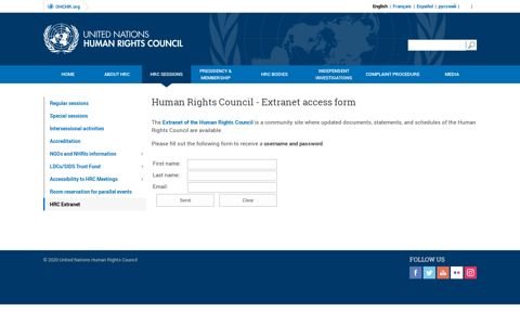 HRC Registration for HRC Extranet - OHCHR