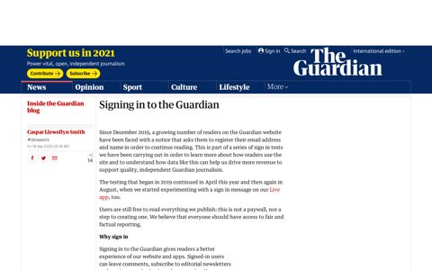 Signing in to the Guardian | | The Guardian