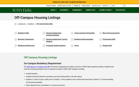 Off-Campus Housing Listings - SUNY Delhi