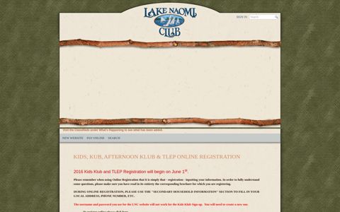 Lake Naomi Club - Kids, Kub, Afternoon Klub & TLEP Online ...