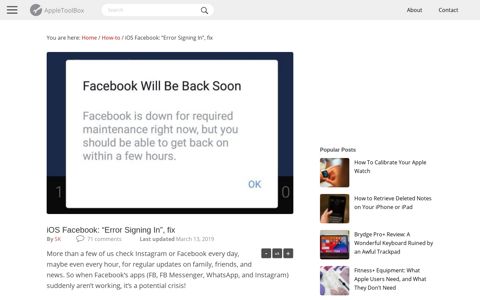 iOS Facebook: "Error Signing In", fix - AppleToolBox