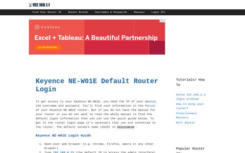Keyence NE-W01E - Default login IP, default username ...