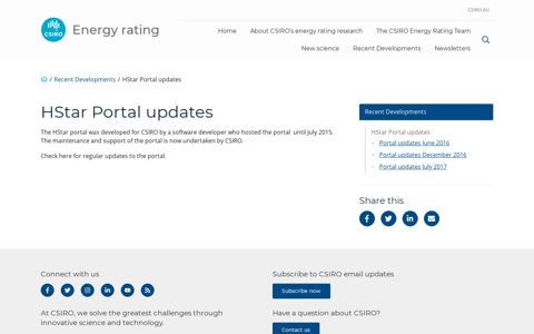HStar Portal updates - Energy rating - CSIRO Research