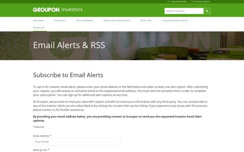 Resources - Email Alerts & RSS - Groupon, Inc.