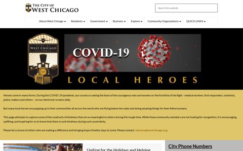 Local Heroes – COVID-19 - City of West Chicago, Illinois