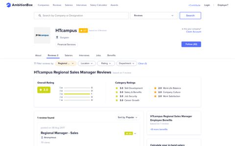HTcampus Regional Sales Manager Review by 1 Employee ...