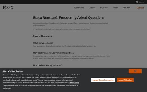 Essex Rentcafé FAQs | Essex Property Trust