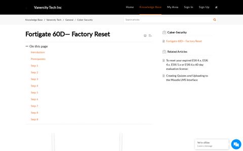 Fortigate 60D— Factory Reset - Zoho Desk