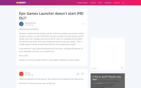 Epic Games Launcher doesn't start (MD DL)? - RE:FORTNITE