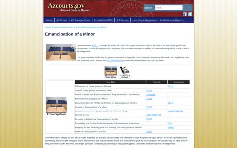 Emancipation of a Minor - Arizona Judicial Branch