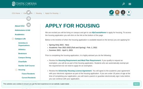 Apply For Housing - Coastal Carolina University