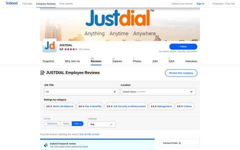 Working at JUSTDIAL: Employee Reviews | Indeed.com