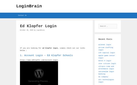 Ed Klopfer - Account Login - Ed Klopfer Schools - LoginBrain