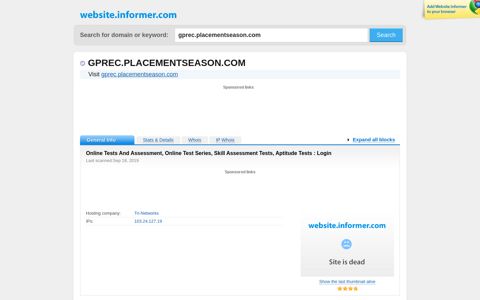 gprec.placementseason.com at WI. Online Tests And ...