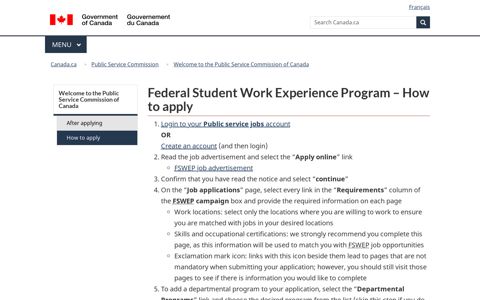 Federal Student Work Experience Program ... - Canada.ca