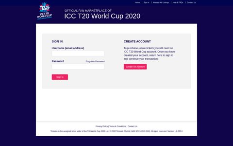 Log in - T20 World Cup Tickets