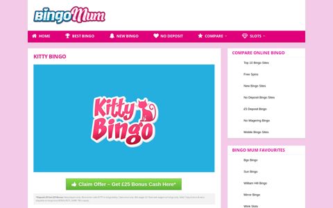 Kitty Bingo | Spend £5, Get £25 Bonus Cash Here - Bingo Mum