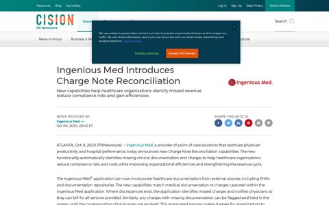 Ingenious Med Introduces Charge Note Reconciliation