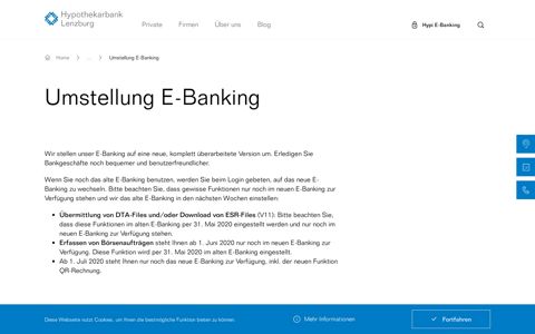 Umstellung E-Banking - Hypothekarbank Lenzburg AG