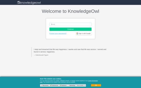 KnowledgeOwl Login Page