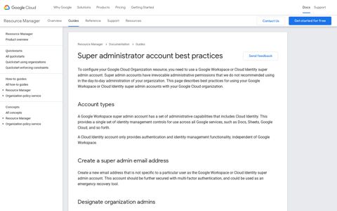 Super administrator account best practices - Google Cloud