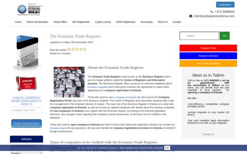 The Estonian Trade Register - Company Formation Estonia